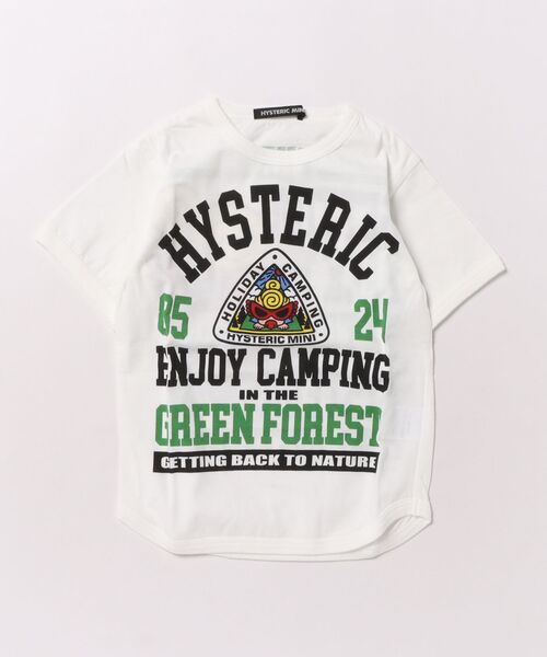 HYSTERIC MINI(ヒステリックミニ)の「Hystericmini GREEN FOREST CAMP MINI 半袖Tシャツ(Tシャツ/カットソー・キッズ・ミント/ホワイト・120/110/100)」の1枚目の写真