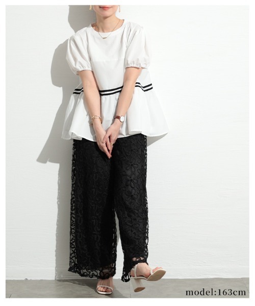 Sawa a la mode（サワアラモード）の「バルーン袖フレアプルオーバー（シャツ/ブラウス・レディース・ホワイト/ブラック・FREE）」の13枚目の写真