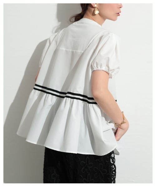 Sawa a la mode（サワアラモード）の「バルーン袖フレアプルオーバー（シャツ/ブラウス・レディース・ホワイト/ブラック・FREE）」の12枚目の写真