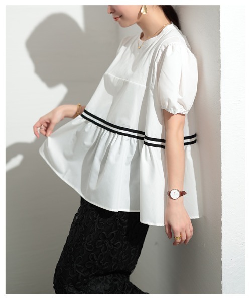 Sawa a la mode（サワアラモード）の「バルーン袖フレアプルオーバー（シャツ/ブラウス・レディース・ホワイト/ブラック・FREE）」の10枚目の写真