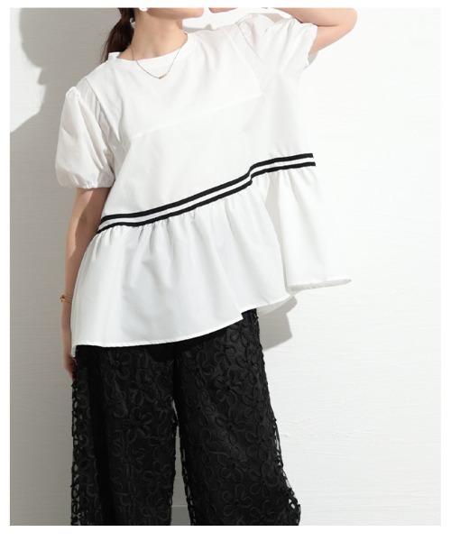 Sawa a la mode（サワアラモード）の「バルーン袖フレアプルオーバー（シャツ/ブラウス・レディース・ホワイト/ブラック・FREE）」の6枚目の写真