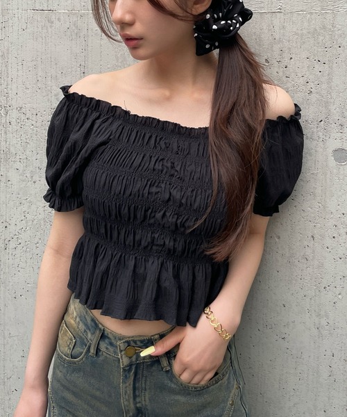 セール】【2025SS】シャーリングシフォンブラウス（シャツ