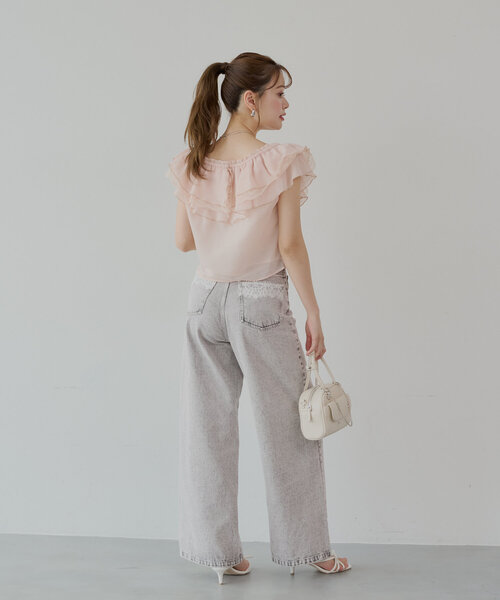 Chico フリル付きオフショルダーブラウス PAL GROUP OUTLET｜【Chico】オフショルフリルチュニック