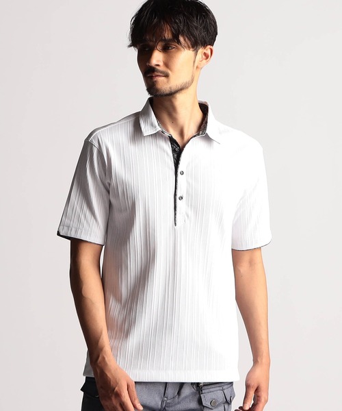 NICOLE CLUB FOR MEN(ニコルクラブフォーメン)の「【25モデルEC限定再販売】ランダムテレコショートレギュラーカラーポロシャツ(ポロシャツ・メンズ・ブルー系/ネイビー/ブラック/ホワイト・X-LARGE/LARGE/MEDIUM/XX-LARGE)」の2枚目の写真