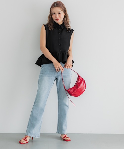 coca(coca)(コカ)の「ギャザー切替ノースリーブブラウス(シャツ/ブラウス・レディース・アイボリー/ブラック・L/M/S)」の3枚目の写真
