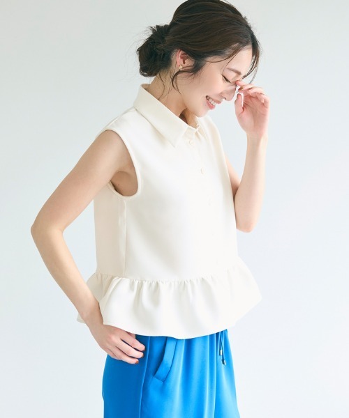coca(coca)(コカ)の「ギャザー切替ノースリーブブラウス(シャツ/ブラウス・レディース・アイボリー/ブラック・L/M/S)」の10枚目の写真