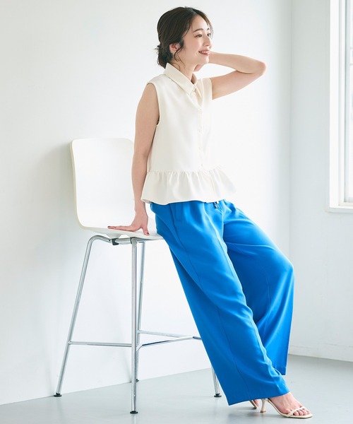 coca(coca)(コカ)の「ギャザー切替ノースリーブブラウス(シャツ/ブラウス・レディース・アイボリー/ブラック・L/M/S)」の13枚目の写真