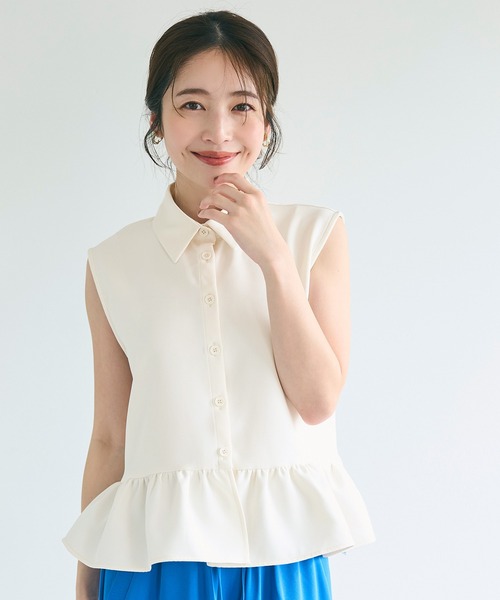 coca(coca)(コカ)の「ギャザー切替ノースリーブブラウス(シャツ/ブラウス・レディース・アイボリー/ブラック・L/M/S)」の14枚目の写真