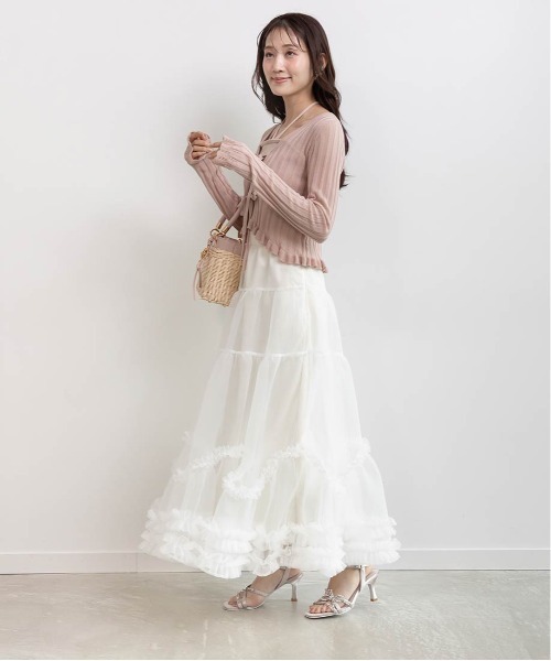 RANDA（ランダ）の「チュールフリルティアードスカート（スカート・レディース・ホワイト/ブラック/グレー・0/1）」の4枚目の写真