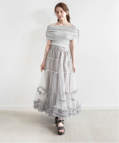 RANDA（ランダ）の「チュールフリルティアードスカート（スカート・レディース・ホワイト/ブラック/グレー・0/1）」の13枚目の写真