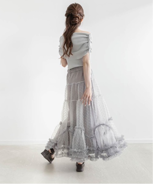 RANDA（ランダ）の「チュールフリルティアードスカート（スカート・レディース・ホワイト/ブラック/グレー・0/1）」の14枚目の写真