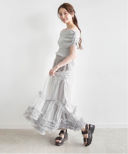 RANDA（ランダ）の「チュールフリルティアードスカート（スカート・レディース・ホワイト/ブラック/グレー・0/1）」の15枚目の写真