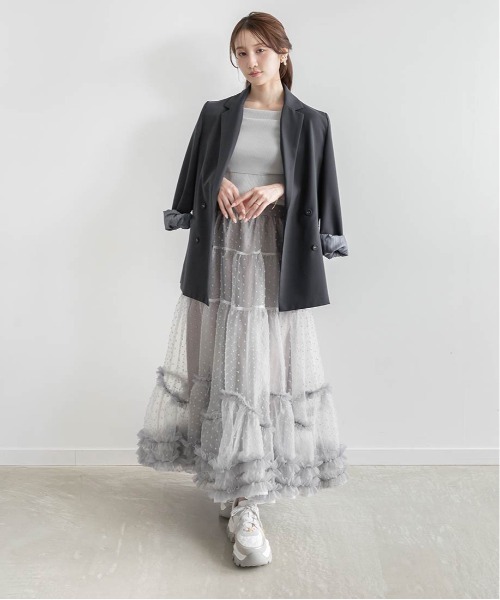 RANDA（ランダ）の「チュールフリルティアードスカート（スカート・レディース・ホワイト/ブラック/グレー・0/1）」の16枚目の写真