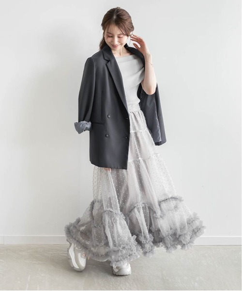 RANDA（ランダ）の「チュールフリルティアードスカート（スカート・レディース・ホワイト/ブラック/グレー・0/1）」の17枚目の写真