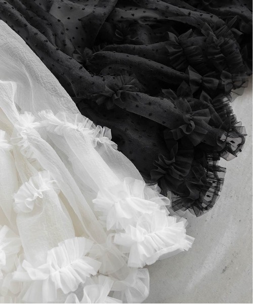 RANDA（ランダ）の「チュールフリルティアードスカート（スカート・レディース・ホワイト/ブラック/グレー・0/1）」の19枚目の写真