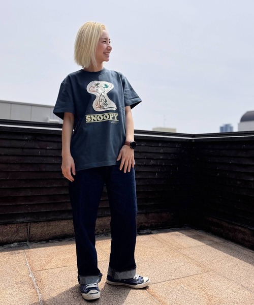SNOOPY×OLD BETTY'S(スヌーピーカケルオールドベティーズ)の「スヌーピー【SNOOPY】organic cotton T-shirts(SNOOPY)(Tシャツ/カットソー・レディース・ブラック/オフホワイト/ダークネイビー・M/L/XL/XX-LARGE)」の6枚目の写真
