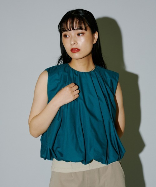 terrace（テラス）の「タックギャザーバルーンノースリーブ（シャツ/ブラウス・レディース・オフホワイト/ブラック/グリーン/ベージュ・MEDIUM）」の18枚目の写真