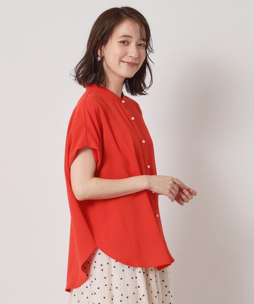 ITS'DEMO（イッツデモ）の「【接触冷感／手洗い可】ショルダータックブラウス（シャツ/ブラウス・レディース・ブラック系/ネイビー/ホワイト系3/レッド系1/サックスブルー・00）」の5枚目の写真