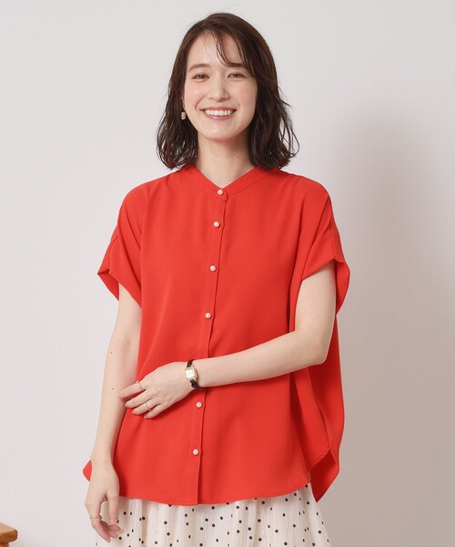 ITS'DEMO（イッツデモ）の「【接触冷感／手洗い可】ショルダータックブラウス（シャツ/ブラウス・レディース・ブラック系/ネイビー/ホワイト系3/レッド系1/サックスブルー・00）」の7枚目の写真