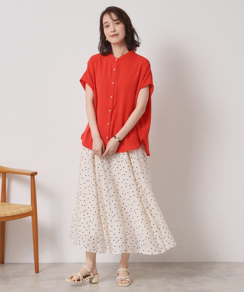 ITS'DEMO（イッツデモ）の「【接触冷感／手洗い可】ショルダータックブラウス（シャツ/ブラウス・レディース・ブラック系/ネイビー/ホワイト系3/レッド系1/サックスブルー・00）」の8枚目の写真