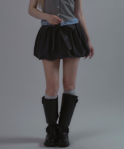リボンデニムスカート