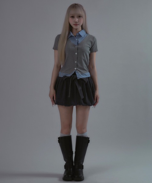 アンドマリー Avery ribbon skirt　リボン　デニム　スカート　M ANDMARY】Avery ribbon skirt