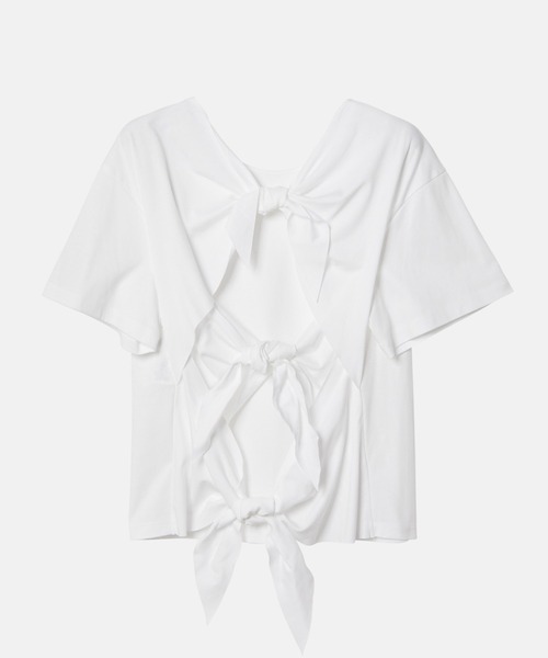 LE CIEL BLEU(ルシェルブルー)の「ボウタイバックTシャツ / Bow Tie Back T-Shirt(Tシャツ/カットソー・レディース・ブラック/ライトブルー/オフホワイト・36)」の4枚目の写真