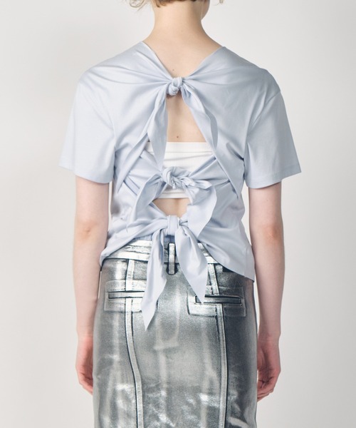 LE CIEL BLEU(ルシェルブルー)の「ボウタイバックTシャツ / Bow Tie Back T-Shirt(Tシャツ/カットソー・レディース・ブラック/ライトブルー/オフホワイト・36)」の16枚目の写真