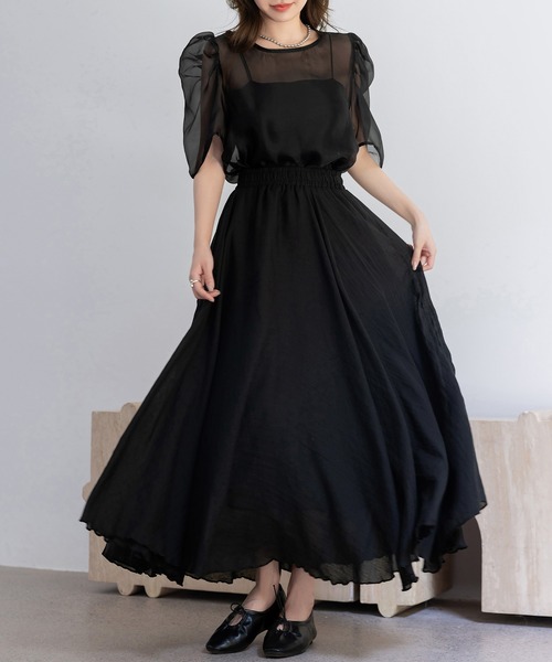 DAY CLOSET(デイ クローゼット)の「レディース 上品に肌を隠す。半袖シアーボリュームパワショルブラウス(シャツ/ブラウス・レディース・ホワイト系その他/ブラック系その他/ブラック/ホワイト・FREE)」の13枚目の写真