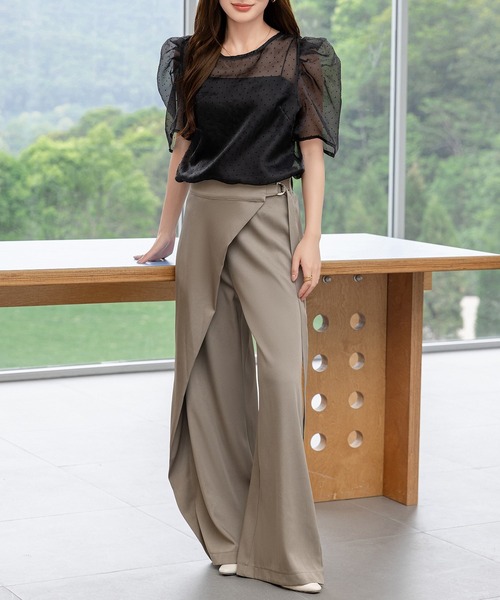 DAY CLOSET(デイ クローゼット)の「レディース 上品に肌を隠す。半袖シアーボリュームパワショルブラウス(シャツ/ブラウス・レディース・ホワイト系その他/ブラック系その他/ブラック/ホワイト・FREE)」の7枚目の写真