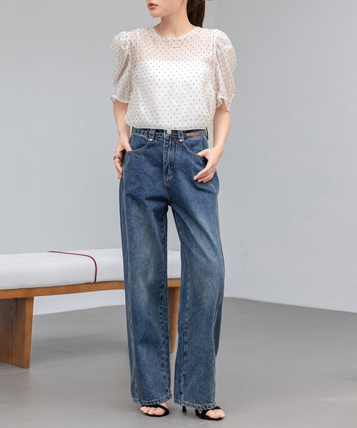 DAY CLOSET(デイ クローゼット)の「レディース 上品に肌を隠す。半袖シアーボリュームパワショルブラウス(シャツ/ブラウス・レディース・ホワイト系その他/ブラック系その他/ブラック/ホワイト・FREE)」の19枚目の写真