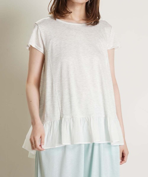 KID BLUE(キッドブルー)の「キッドブルー -25レーヨン天竺 -半袖トップス -KRBN374 -kidblue(Tシャツ/カットソー・レディース・ミント/ライトグレー/ピンク/ブルー・M)」の2枚目の写真