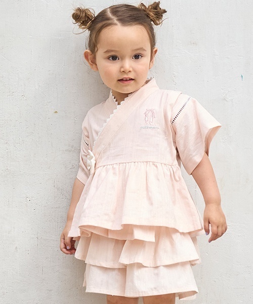 petit main(プティマイン)の「ペプラムフリル甚平(浴衣・キッズ・ライトブルー/ライトピンク・90cm/100cm/110cm/80cm/120cm/130cm)」の5枚目の写真