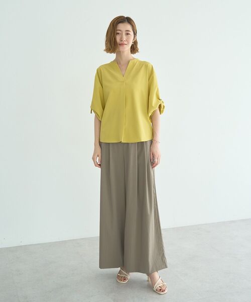 YECCA VECCA（イェッカヴェッカ）の「2wayボリューム袖スキッパーブラウス（シャツ/ブラウス・レディース・ベージュ/イエロー/ストライプ/オフホワイト・FREE）」の8枚目の写真