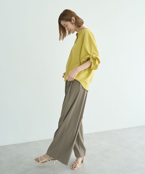 YECCA VECCA（イェッカヴェッカ）の「2wayボリューム袖スキッパーブラウス（シャツ/ブラウス・レディース・ベージュ/イエロー/ストライプ/オフホワイト・FREE）」の10枚目の写真