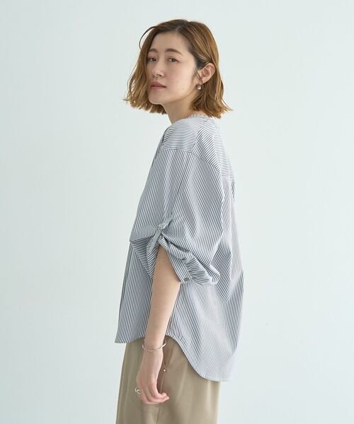 YECCA VECCA（イェッカヴェッカ）の「2wayボリューム袖スキッパーブラウス（シャツ/ブラウス・レディース・ベージュ/イエロー/ストライプ/オフホワイト・FREE）」の22枚目の写真