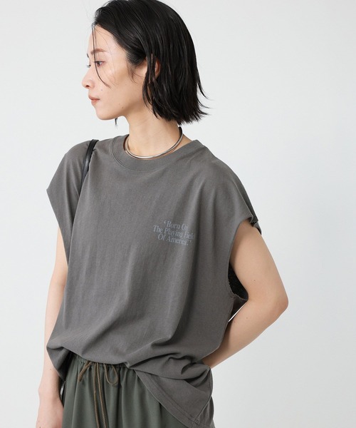 Russell Athletic(ラッセルアスレティック)の「【RUSSELL ATHLETIC】<別注>ノースリーブT(Tシャツ/カットソー・レディース・オフホワイト/チャコール・フリー)」の16枚目の写真