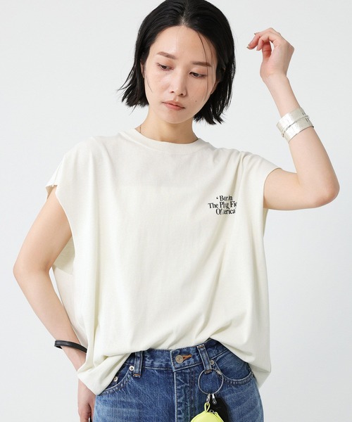 Russell Athletic(ラッセルアスレティック)の「【RUSSELL ATHLETIC】<別注>ノースリーブT(Tシャツ/カットソー・レディース・オフホワイト/チャコール・フリー)」の5枚目の写真