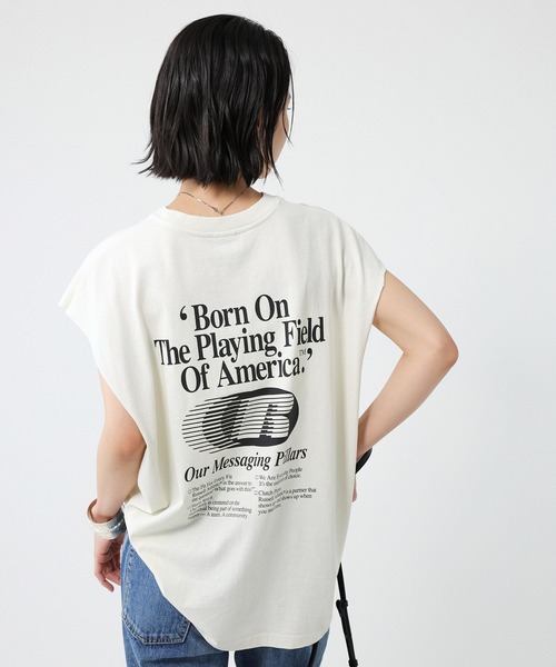 Russell Athletic(ラッセルアスレティック)の「【RUSSELL ATHLETIC】<別注>ノースリーブT(Tシャツ/カットソー・レディース・オフホワイト/チャコール・フリー)」の6枚目の写真