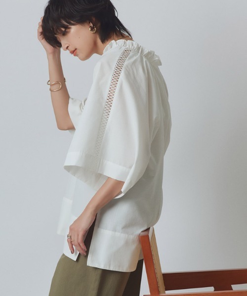 RASW(ラス)の「フリルネックレースブラウス(シャツ/ブラウス・レディース・オフホワイト/ブラック・M/L)」の20枚目の写真