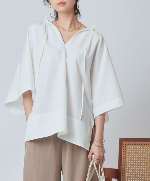 RASW(ラス)の「フリルネックレースブラウス(シャツ/ブラウス・レディース・オフホワイト/ブラック・M/L)」の22枚目の写真