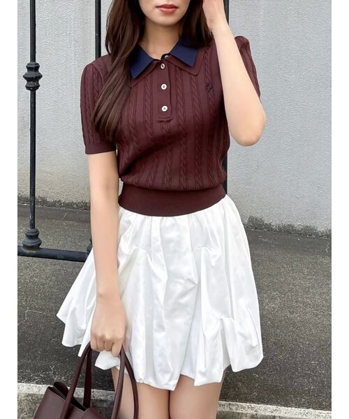 dazzlin(ダズリン)の「バルーンミニスカート(スカート・レディース・ブラック/オフホワイト・SMALL/MEDIUM)」の1枚目の写真