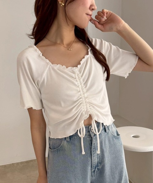 one after another NICE CLAUP（ワンアフターアナザーナイスクラップ）の「ドロストテレコトップス（Tシャツ/カットソー・レディース・サックスブルー/ブラック/杢グレー/ホワイト/ピンク・FREE）」の19枚目の写真