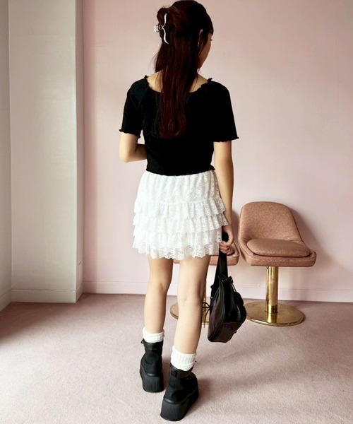 one after another NICE CLAUP（ワンアフターアナザーナイスクラップ）の「ドロストテレコトップス（Tシャツ/カットソー・レディース・サックスブルー/ブラック/杢グレー/ホワイト/ピンク・FREE）」の21枚目の写真