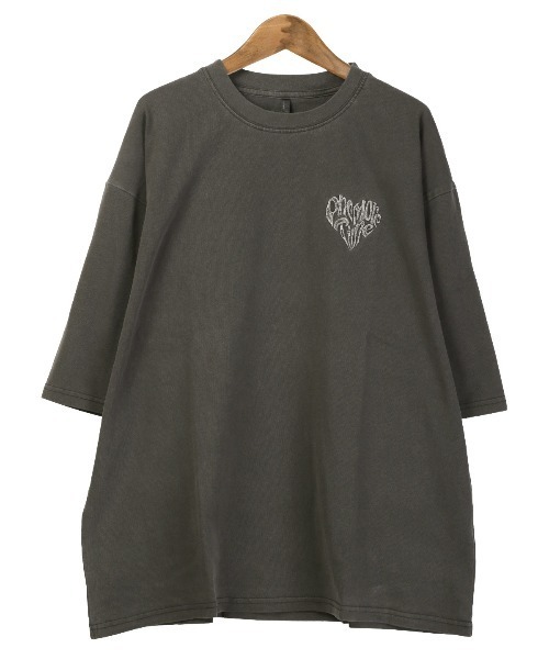 LUXSTYLE(ラグスタイル)の「ピグメントハードウォッシュハートロゴ刺繍半袖Tシャツ(Tシャツ/カットソー・メンズ・ブラック系その他/ブラック系その他2・XL/L/M/S)」の13枚目の写真