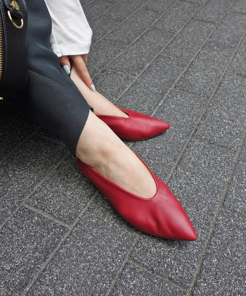 一部WEB限定/追加》BONITAS/ボニータス レザーポインテッドパンプス