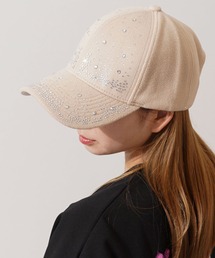 1111clothing（ワンフォークロージング）の「フェイクメルトン ラインストーン カーブキャップ / Fake melton rhinestone curved cap（キャップ）」