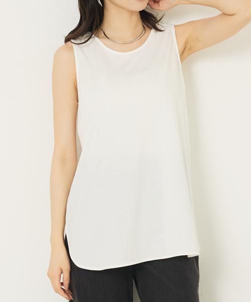 abahouse mavie(アバハウスマヴィ)の「【2WAY】スクエアネックシャツヘムタンク/レイヤードインナー(タンクトップ・レディース・ブラック/チャコールグレー/ホワイト・フリー)」の2枚目の写真