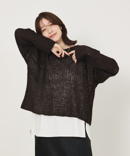 abahouse mavie(アバハウスマヴィ)の「【2WAY】スクエアネックシャツヘムタンク/レイヤードインナー(タンクトップ・レディース・ブラック/チャコールグレー/ホワイト・フリー)」の5枚目の写真