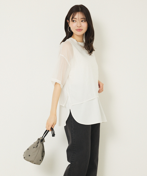 abahouse mavie(アバハウスマヴィ)の「【2WAY】スクエアネックシャツヘムタンク/レイヤードインナー(タンクトップ・レディース・ブラック/チャコールグレー/ホワイト・フリー)」の7枚目の写真